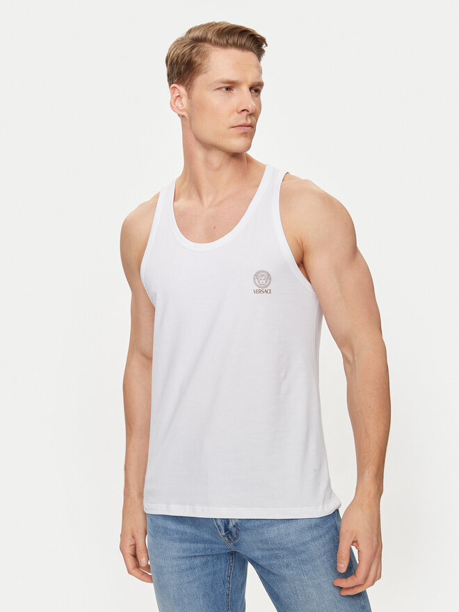 Versace Versace Camiseta sin mangas Medusa AUU01012 Blanco Regular Fit