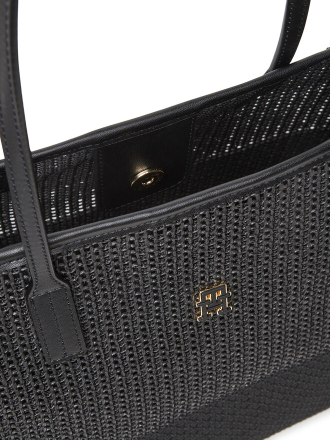 Tommy Hilfiger Kabelka Tommy Hilfiger Th City Summer Tote Woven AW0AW17640 Černá
