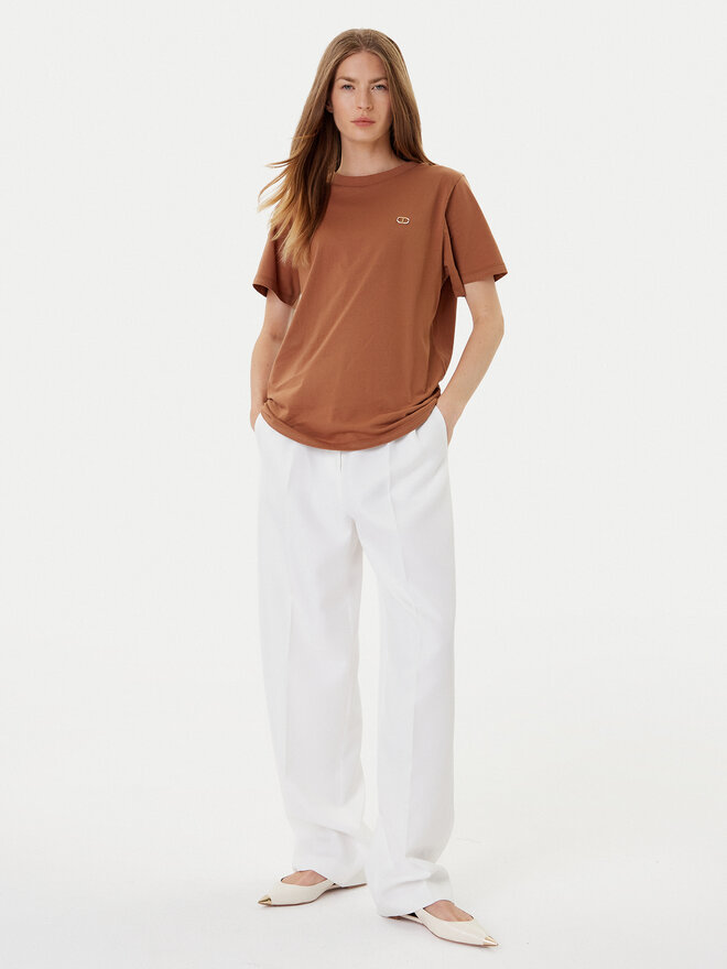 TWINSET TWINSET Camiseta 252TP2057 Marrón Loose Fit