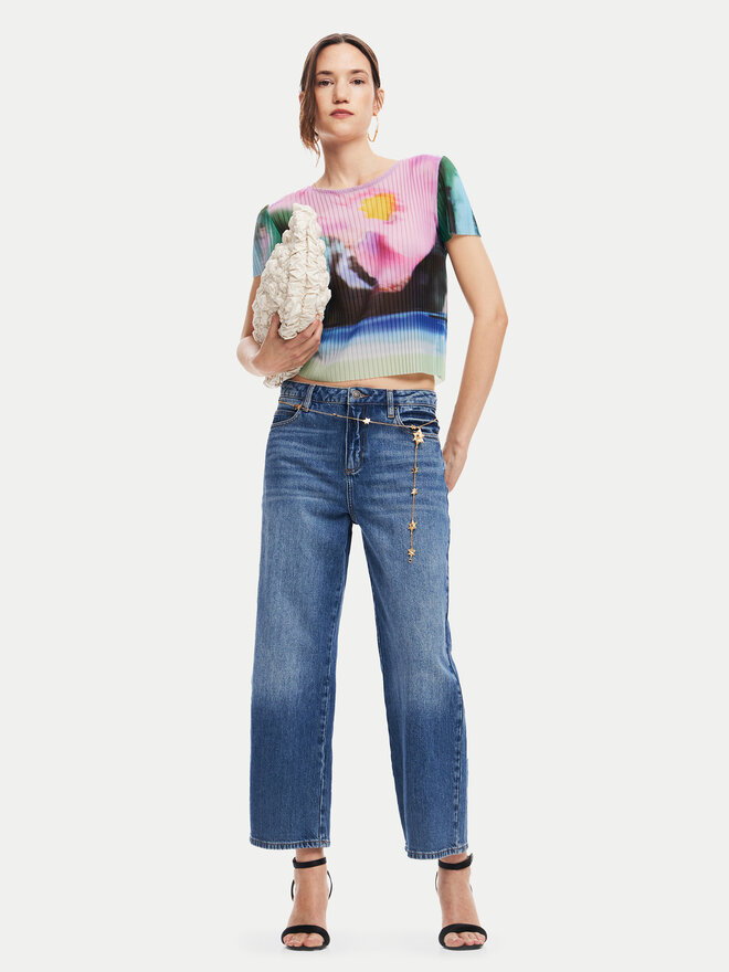 Desigual Desigual Camiseta Plisa 24WWTK95 De color Slim Fit