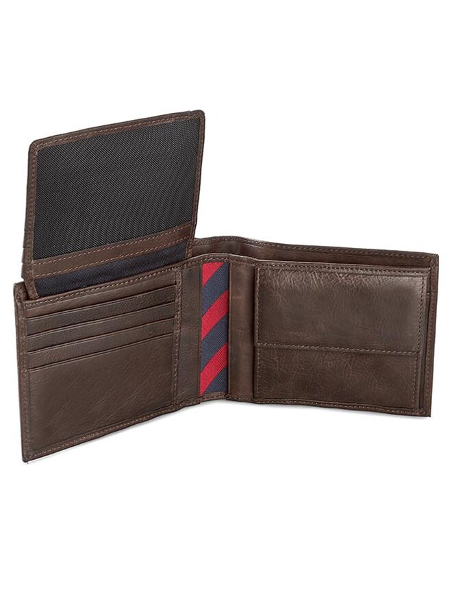 Tommy Hilfiger Duży Portfel Męski Tommy Hilfiger Johnson Cc Flap And Coin Pocket AM0AM00660/82566 Brązowy