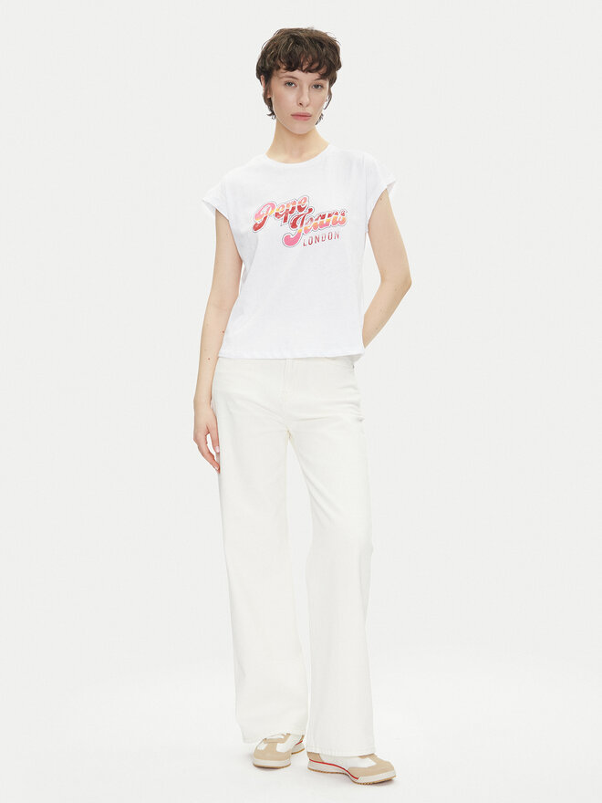 Pepe Jeans Pepe Jeans Marškinėliai Rosalie PL506033 Balta Regular Fit