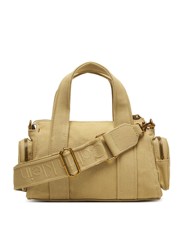 Calvin Klein Handtasche Calvin Klein Webbing Strap Canvas Pocket Bag LV04F3464G Beige