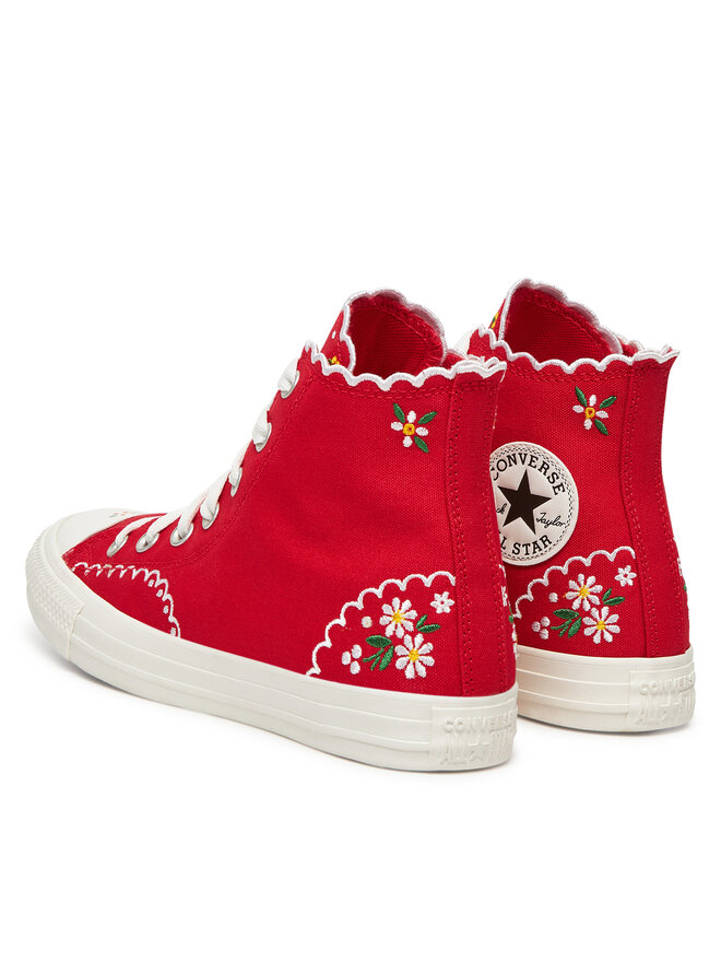 Converse Кецове Converse Chuck Taylor All Star Embroidered Flowers A13518C Червен