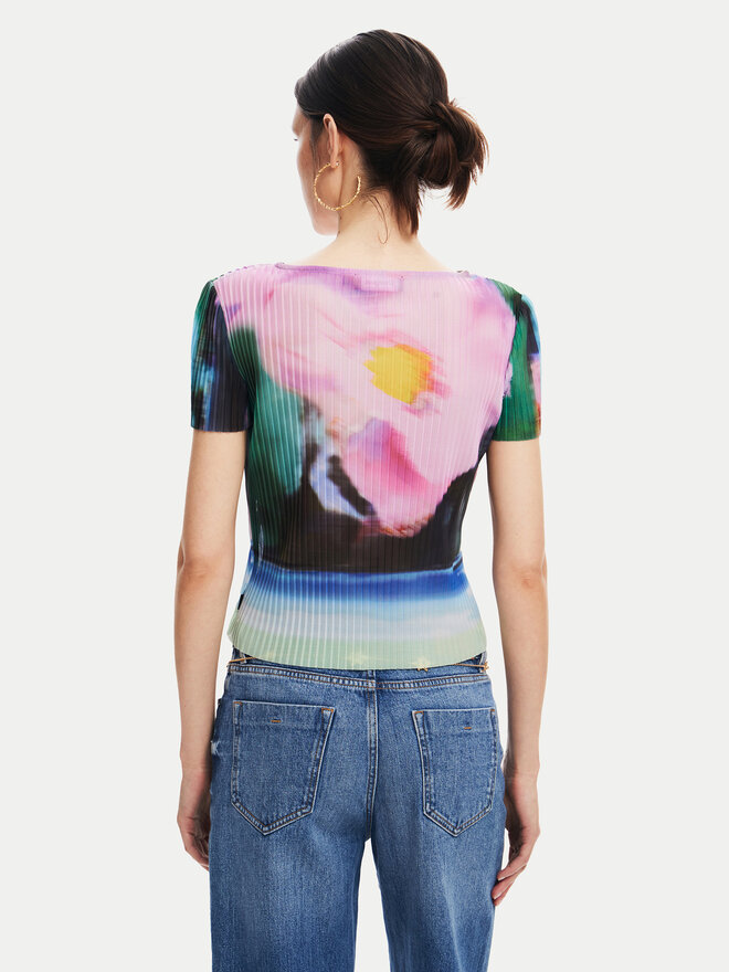 Desigual Desigual Camiseta Plisa 24WWTK95 De color Slim Fit
