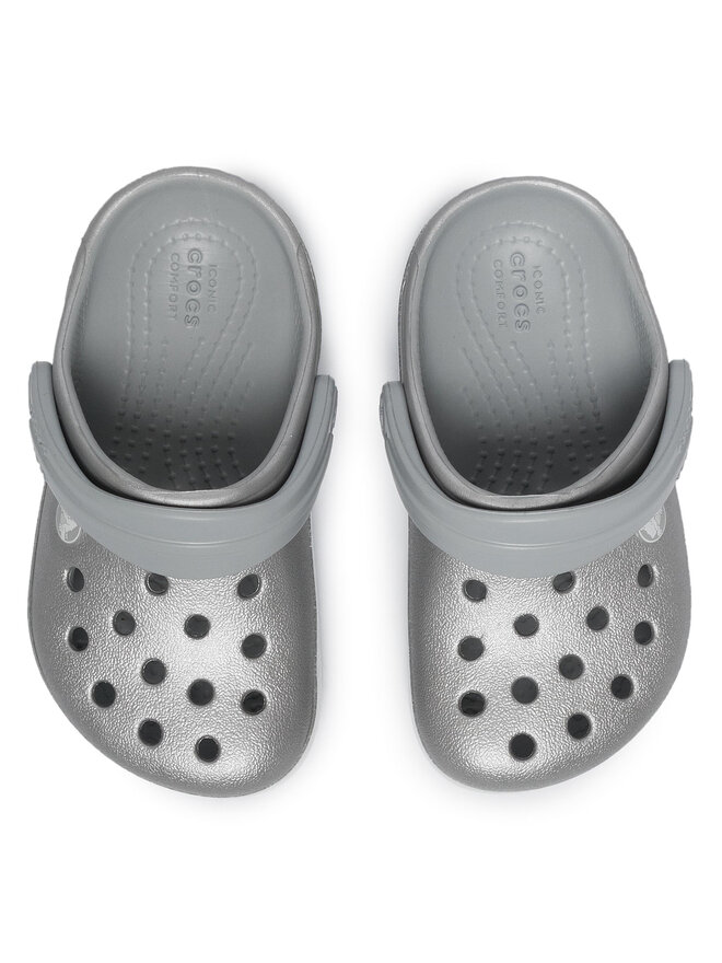 Mules sandales de bain Crocs Crocband Glitter Clog K 205936 Argent chaussures