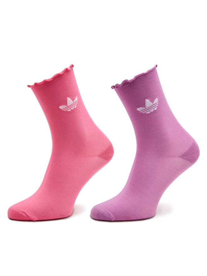 adidas Set de 2 perechi de șosete lungi de damă adidas Semi-Sheer Ruffle IX7650 Roz