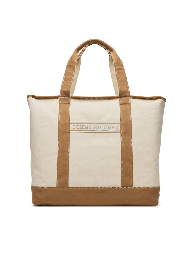 Tommy Hilfiger Bolso Tommy Hilfiger Th Summer Canvas Tote AW0AW17421 Beis
