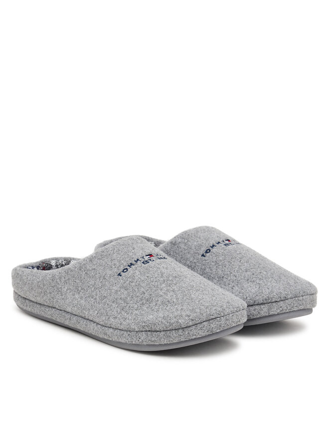 Tommy Hilfiger Hausschuhe Tommy Hilfiger Hilfiger Felt House Shoe FM0FM06017 Grau
