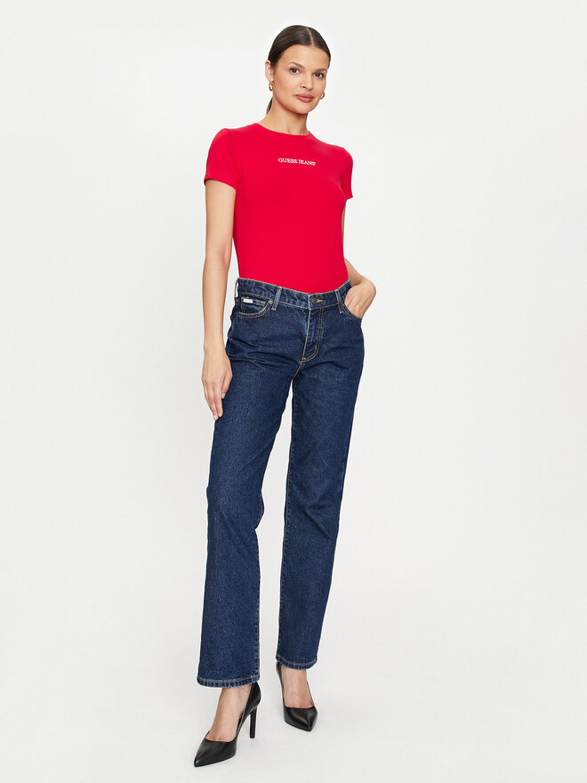 Guess Jeans Guess Jeans Marškinėliai W4YI01 J1314 Raudona Slim Fit