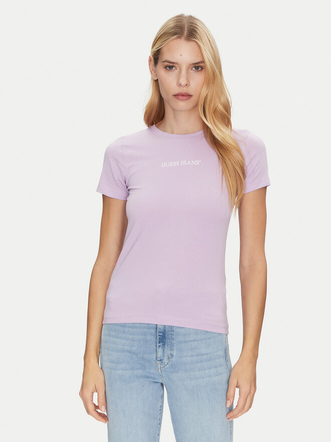 Guess Jeans Guess Jeans Marškinėliai W4YI01 J1314 Violetinė Slim Fit
