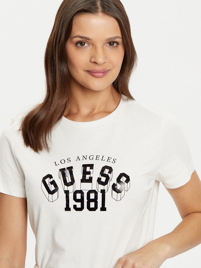 Guess Guess Camiseta V5RI06 I3Z14 Écru Regular Fit