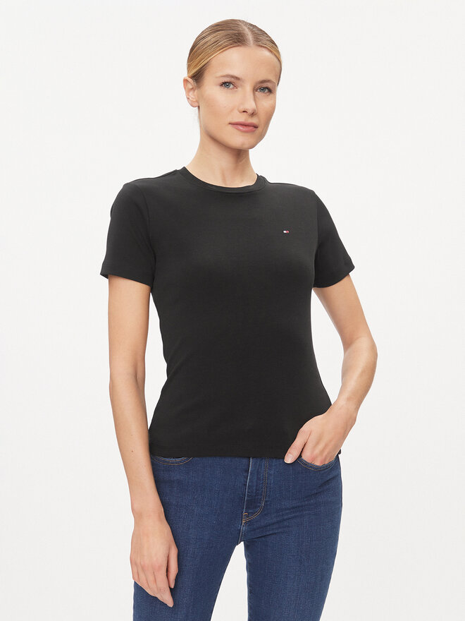 Tommy Hilfiger Tommy Hilfiger Marškinėliai New Cody WW0WW40587 Juoda Slim Fit