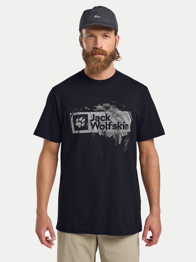 Jack Wolfskin Jack Wolfskin Marškinėliai Brand T A64116 Tamsiai mėlyna Regular Fit