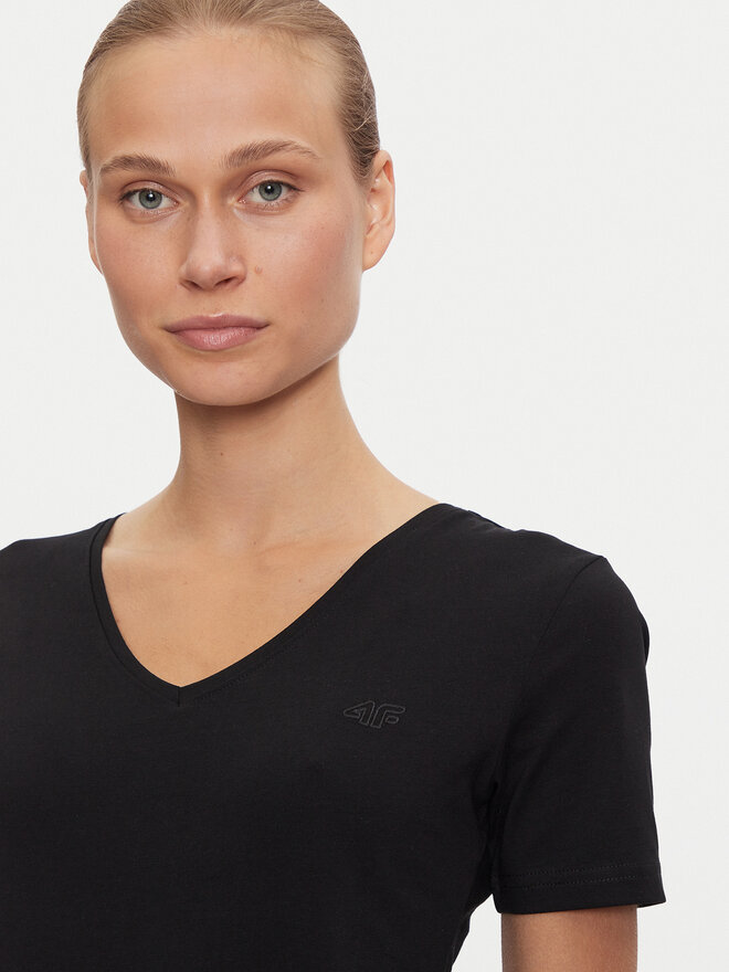 4F 4F Majica 4FWAW24TTSHF1649 Črna Slim Fit