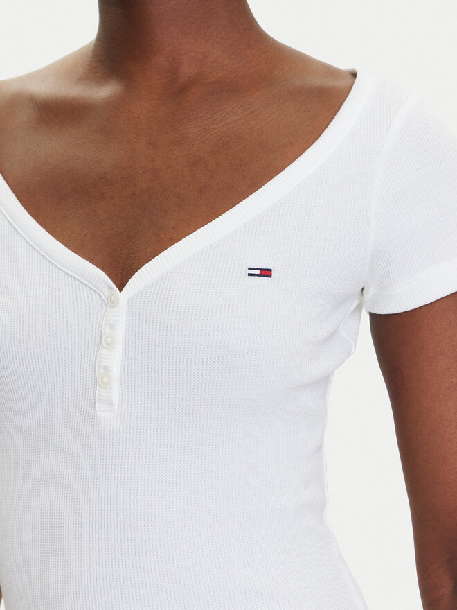 Tommy Jeans Tommy Jeans Marškinėliai Henley DW0DW20902 Balta Slim Fit