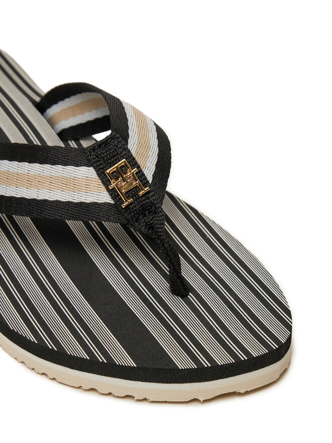 Tommy Hilfiger Джапанки Tommy Hilfiger Im Th Print Beach Sandal FW0FW08370 Черен