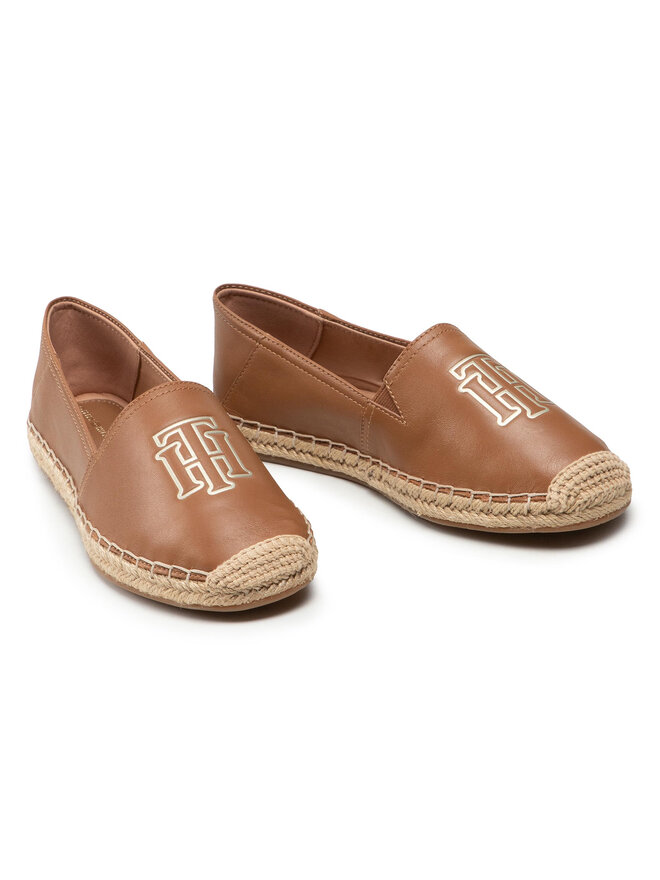 Tommy Hilfiger Espadrilles Tommy Hilfiger Feminine Leather Espadrille FW0FW05653 Braun