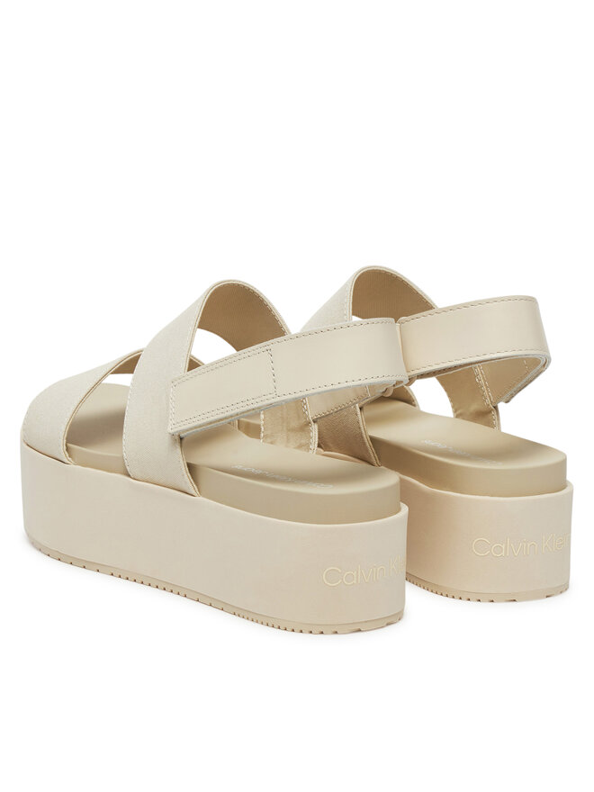 Calvin Klein Jeans Sandały Calvin Klein Jeans Flatform Sandal Sling In YW0YW01788 Écru