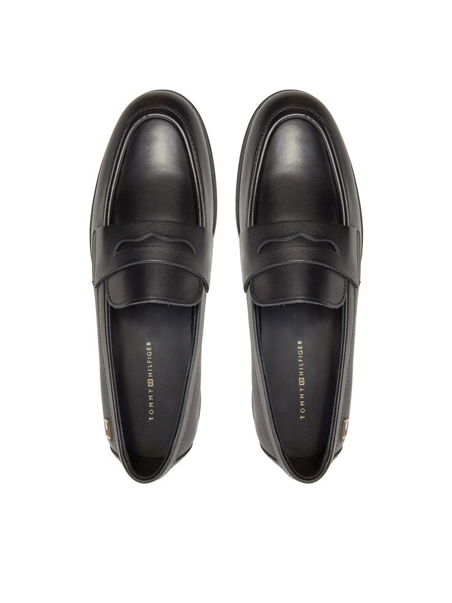 Tommy Hilfiger Slipper Tommy Hilfiger Flag Leather Classic Loafer FW0FW08030 Schwarz