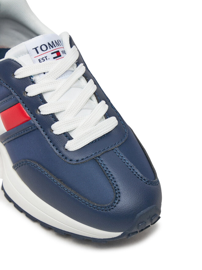Tommy Hilfiger Laisvalaikio batai Tommy Hilfiger Flag Low Cut Lace-Up Sneaker T3X9-33877-1695 M Tamsiai mėlyna