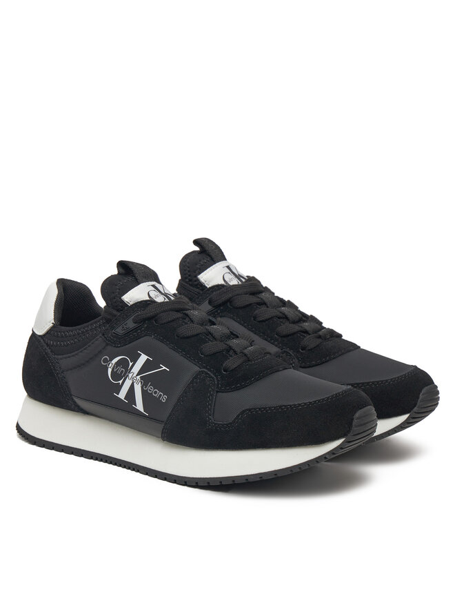 Calvin Klein Jeans Сникърси Calvin Klein Jeans Runner Sock Laceup Ny-Lth W YW0YW00840 Черен