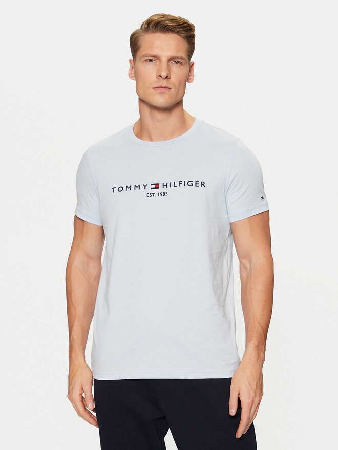 Tommy Hilfiger Tommy Hilfiger T-Shirt Tommy Logo MW0MW11797 Hellblau Slim Fit