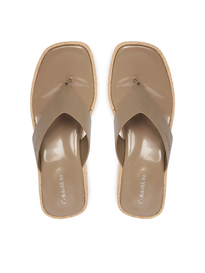 Calvin Klein Zehentrenner Calvin Klein Block Heel Espa 50 Thong Lth HW0HW02902 Braun