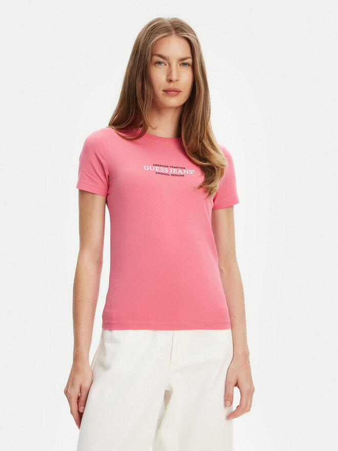 Guess Jeans Guess Jeans Camiseta W4YI03 J1314 Rosa Slim Fit