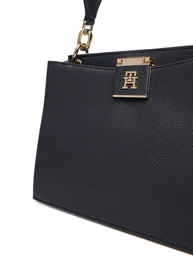 Tommy Hilfiger Handtasche Tommy Hilfiger Th Her Med Satchel Corp AW0AW17830 Dunkelblau