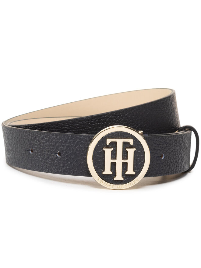 Tommy Hilfiger Damengürtel Tommy Hilfiger Th Round Buckle Belt 3.0 AW0AW08605 Dunkelblau