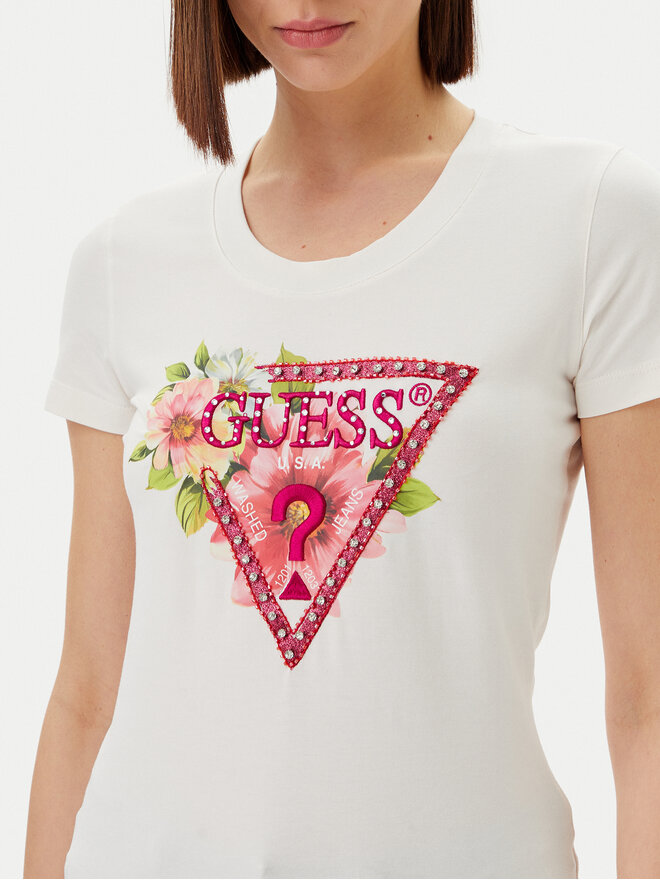 Guess Guess Marškinėliai W5GI10 J1314 Balta Slim Fit