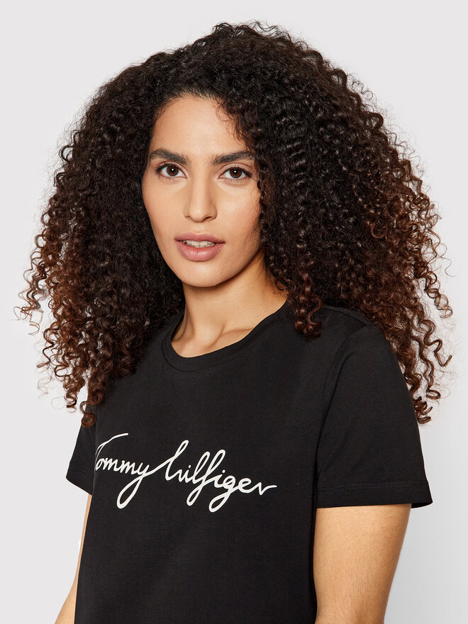 Tommy Hilfiger Tommy Hilfiger Majica Heritage Crew Neck Graphic Tee WW0WW24967 Črna Regular Fit