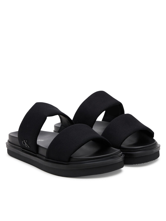 Calvin Klein Jeans Natikači Calvin Klein Jeans Flat Molded Dbl Bar Sandal Cv YM0YM01222 Črna
