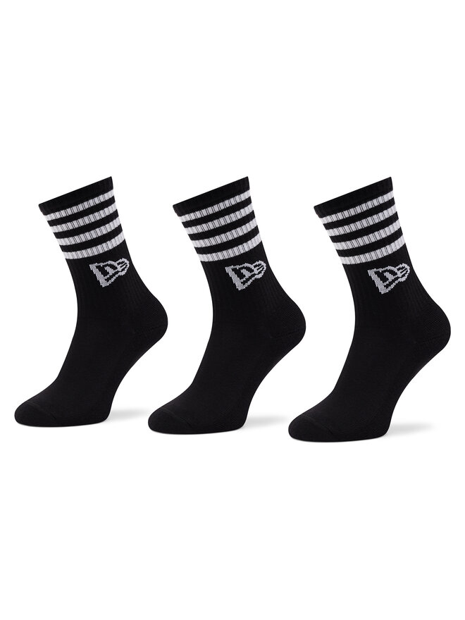 New Era Комплект 3 чифта дълги чорапи мъжки New Era Stripe Crew 13113627 Черен