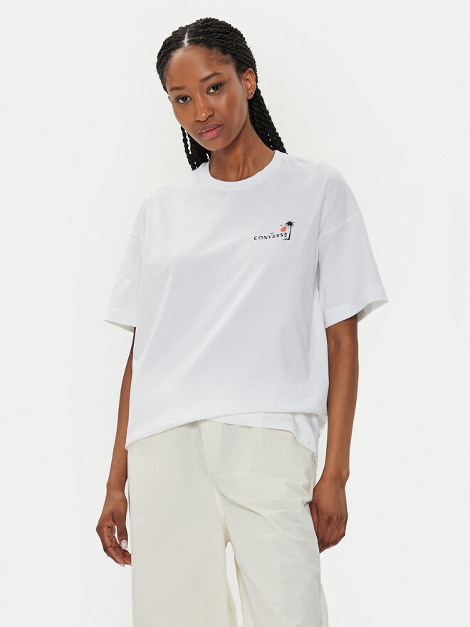 Converse Converse T-Shirt W Beach Scenentee 10026378-A01 Weiß Regular Fit