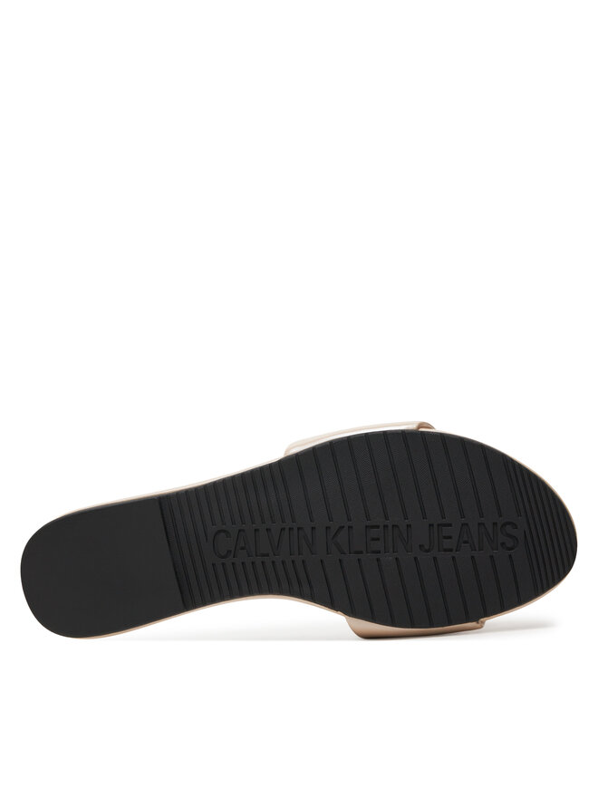 Calvin Klein Jeans Şlapi Calvin Klein Jeans Flat Sandal Slide Mg Met YW0YW01348 Bej