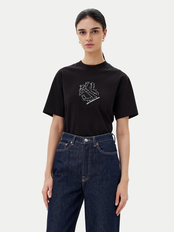 Karl Lagerfeld Jeans Karl Lagerfeld Jeans Marškinėliai A2W17077 Juoda Regular Fit