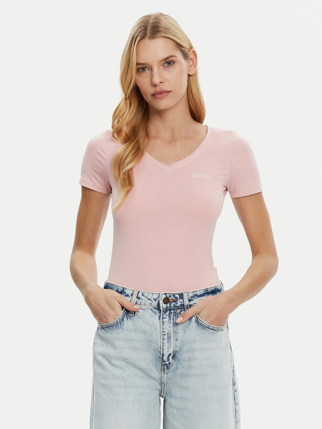 Guess Guess Marškinėliai O5RI02 KBBU1 Rožinė Regular Fit