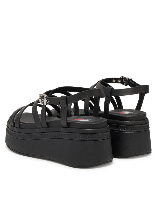 Tommy Jeans Sandalen Tommy Jeans Tjw Wedgy Strappy Sandal EN0EN02756 Schwarz