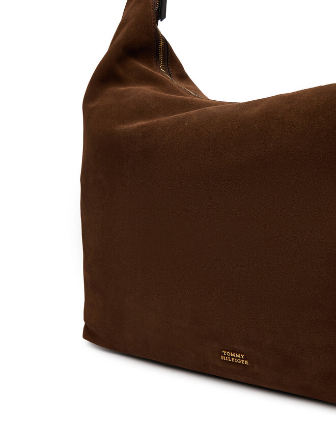 Tommy Hilfiger Handtasche Tommy Hilfiger Th Statement Leather Hobo Suede AW0AW18403 Braun