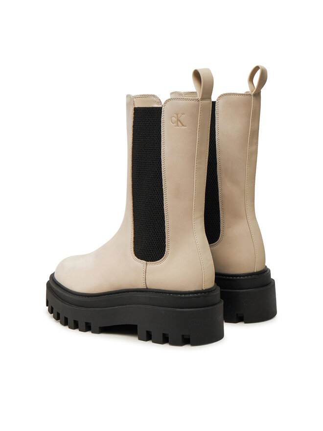 Calvin Klein Jeans Klassische Stiefeletten Calvin Klein Jeans Flatform Chelsea Boot Mg Nb YW0YW01684 Beige