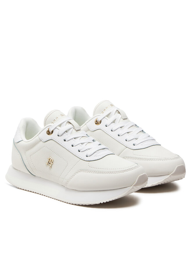 Tommy Hilfiger Sneakersy Tommy Hilfiger Elevated Essent Runner Monogram FW0FW08285 Biela