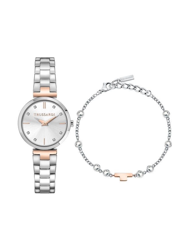 Trussardi Σετ Ρολόι & Βραχιόλι Trussardi R2453164508 Ασημί