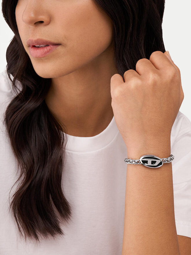 Diesel Bransoletka Diesel Steel Font DX1469040 Srebrny