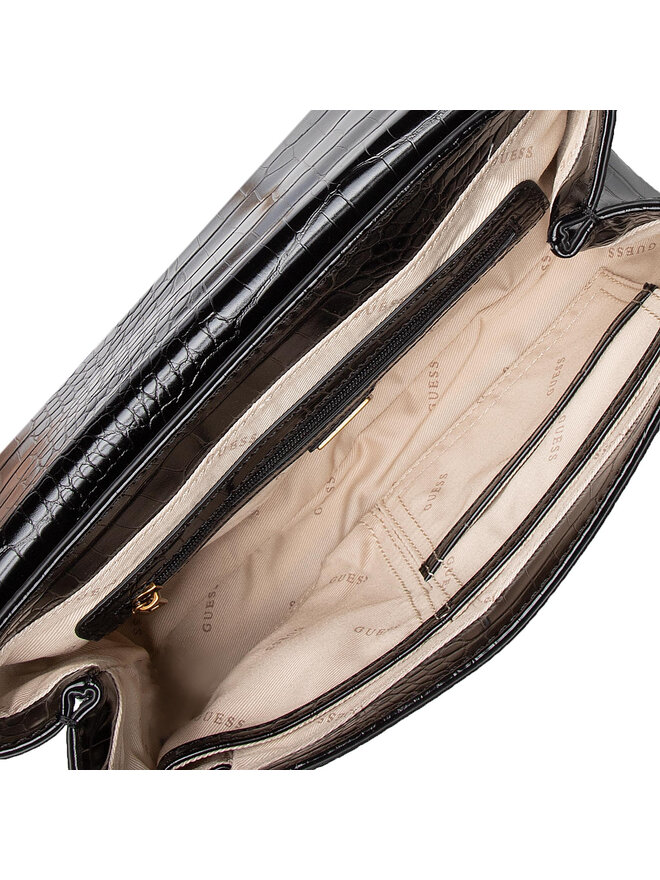 Guess Τσάντα Guess Katey Croc Flap Shoulder Bag HWCB8494190 Μαύρο