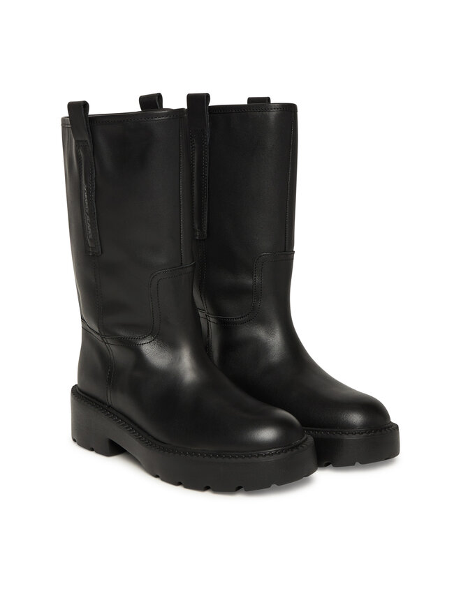 Tommy Jeans Stiefeletten Tommy Jeans Tjw Leather Mid Tubular Boot EN0EN02834 Schwarz