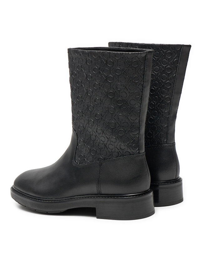 Calvin Klein Μποτάκια Calvin Klein Flat Ankle Boot Mono Mix HW0HW02195 Μαύρο