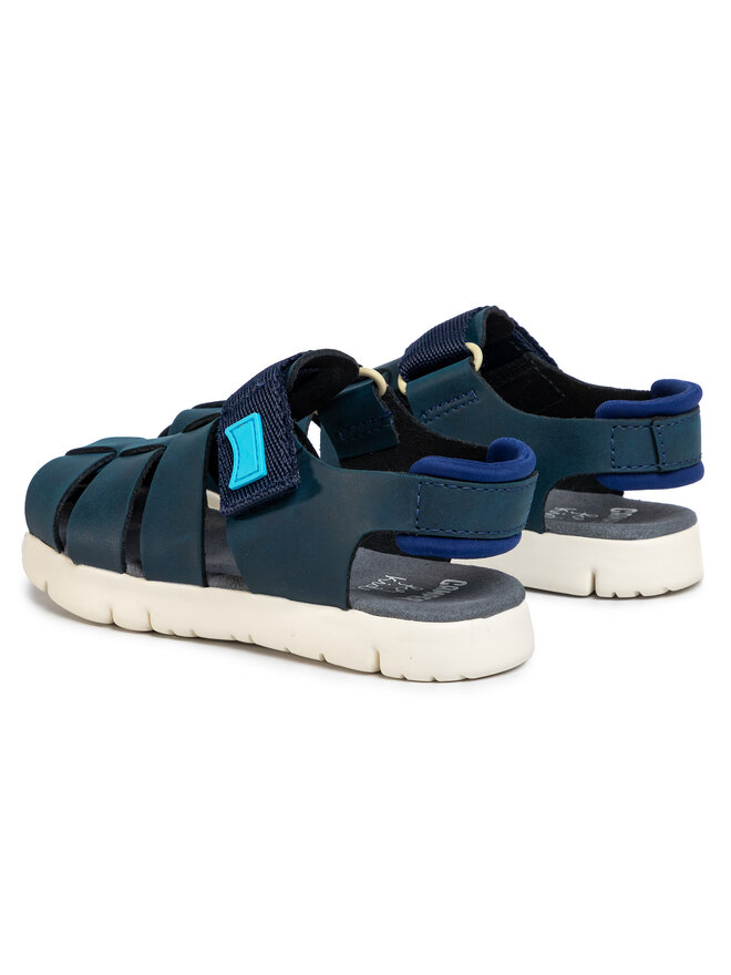 Sandales Garçon Camper Oruga – Sandales 2 Sangles Cuir Souple – Sandales Enfant Léger Confort Été – Bleu Foncé Scratch