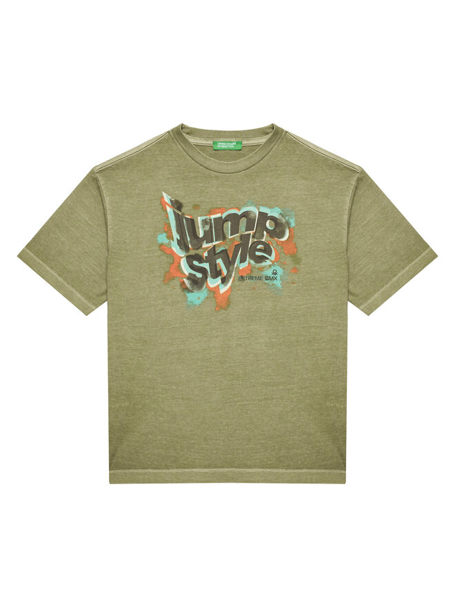 United Colors Of Benetton United Colors Of Benetton Marškinėliai 3PCMC10N7 Žalia Regular Fit